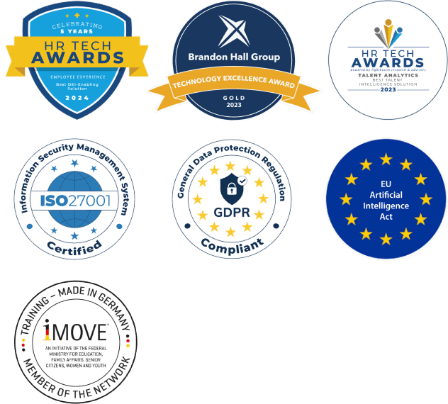 Collection of award, certification and compliance badges displayed by EDLIGO